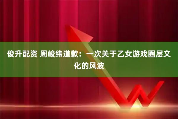 俊升配资 周峻纬道歉：一次关于乙女游戏圈层文化的风波